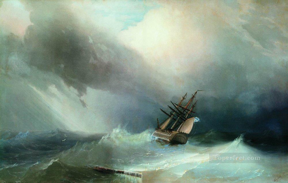 the tempest 1851 Romantic Ivan Aivazovsky Russian Oil Paintings